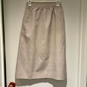 Vintage Evan Picone Light Beige A Line Midi Skirt 100% Pure Wool Size 8
